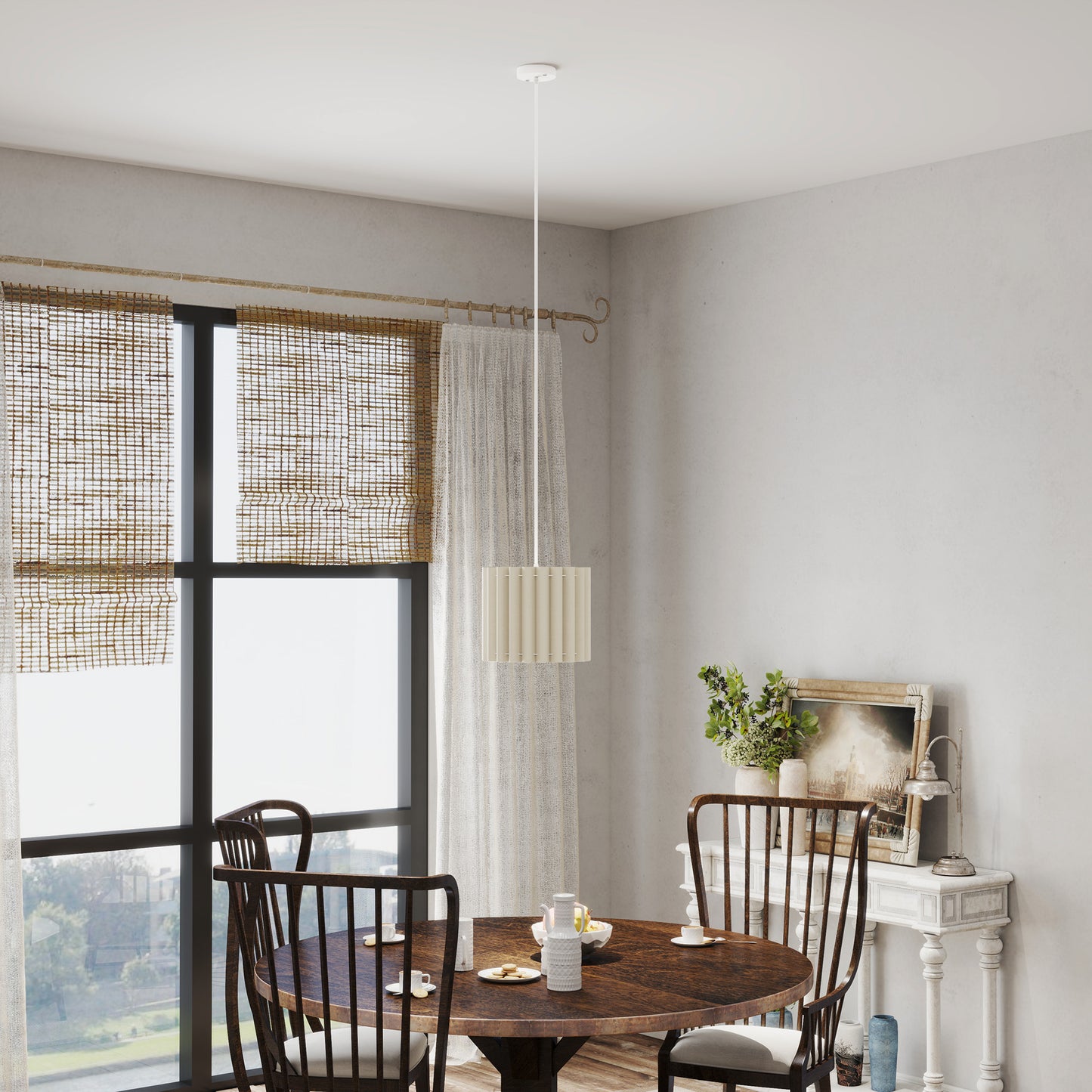 LightGlow Linen Pendant Light - White