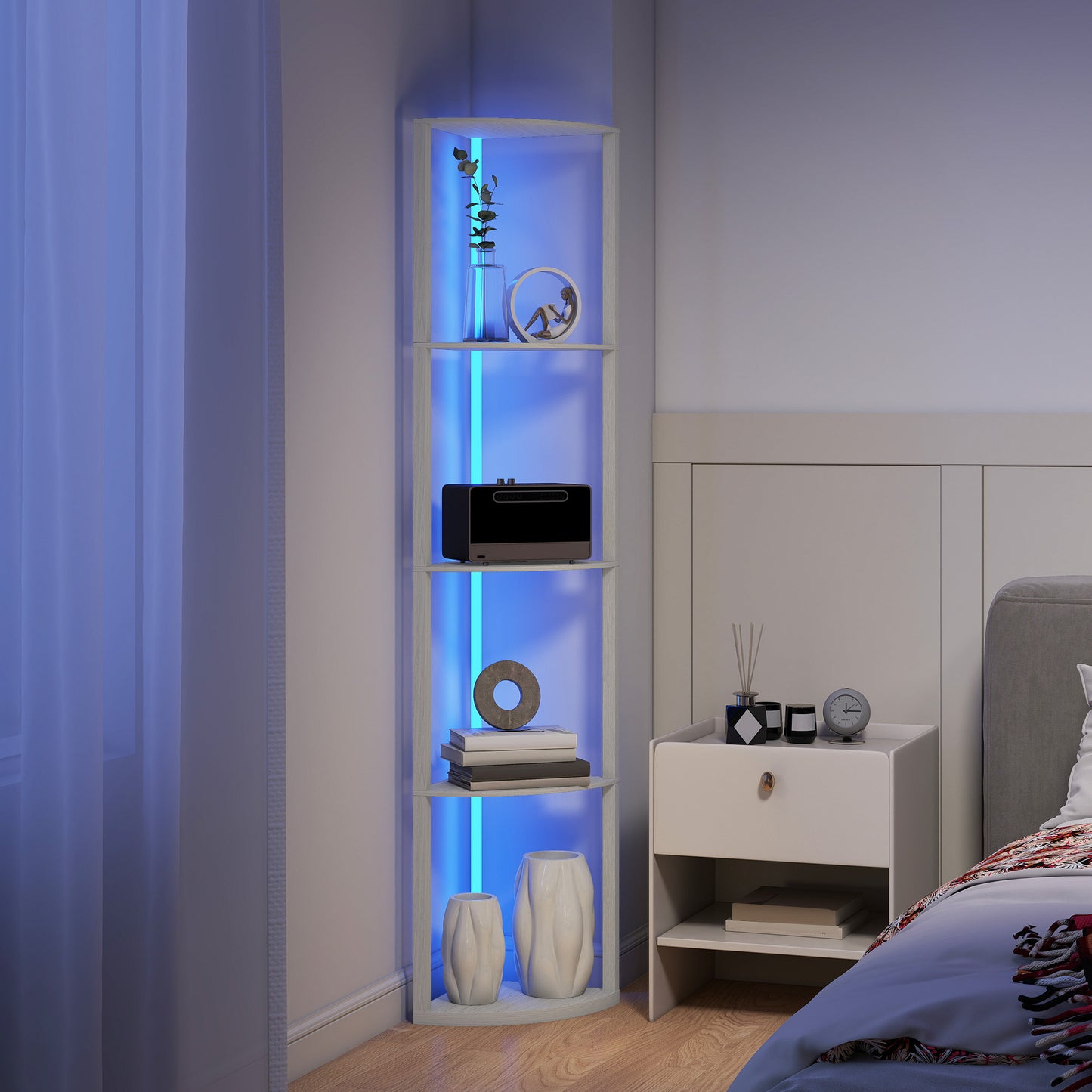 LightGlow 4-Tier RGB Floor Lamp - Oak