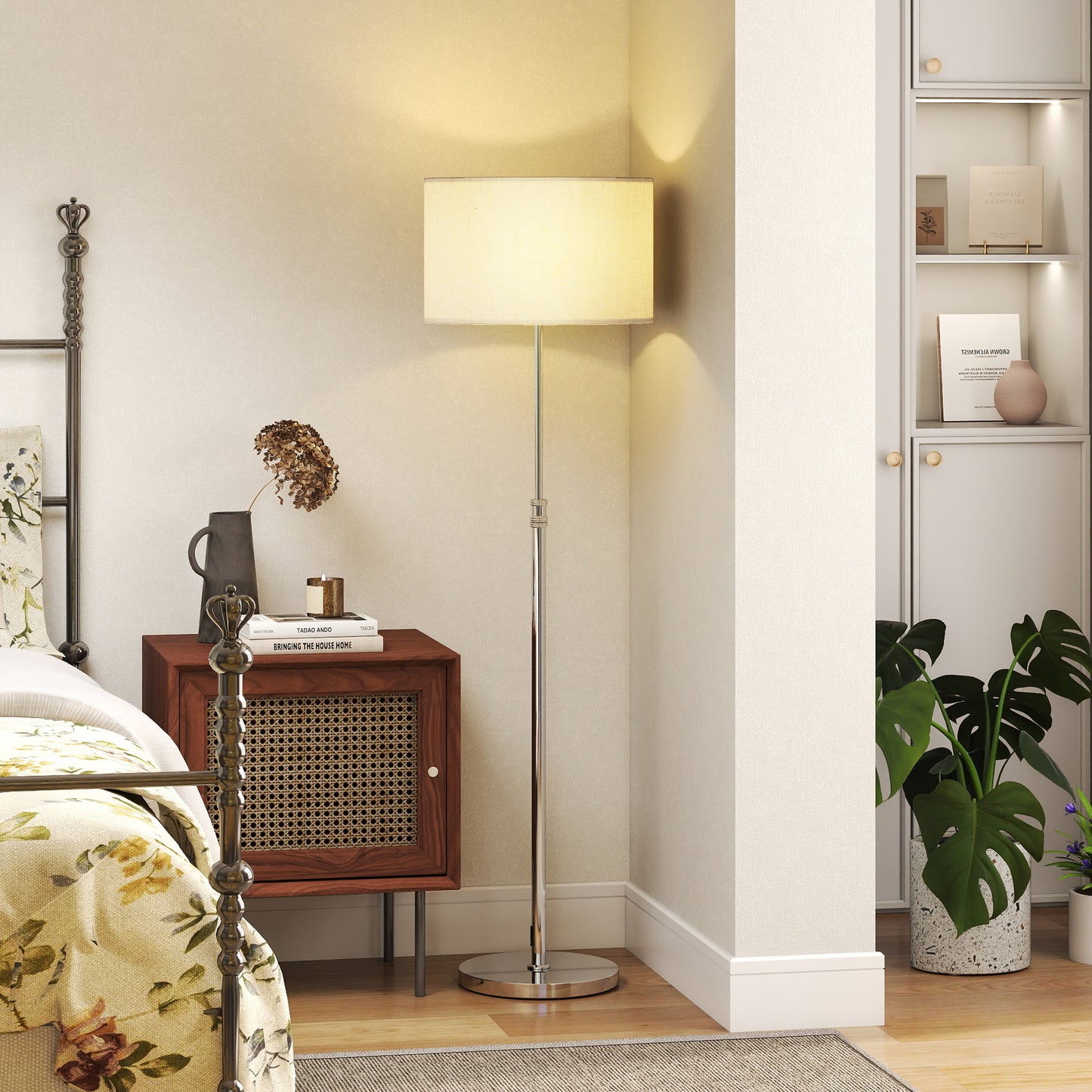 LightGlow Adjustable Floor Lamp - Silver