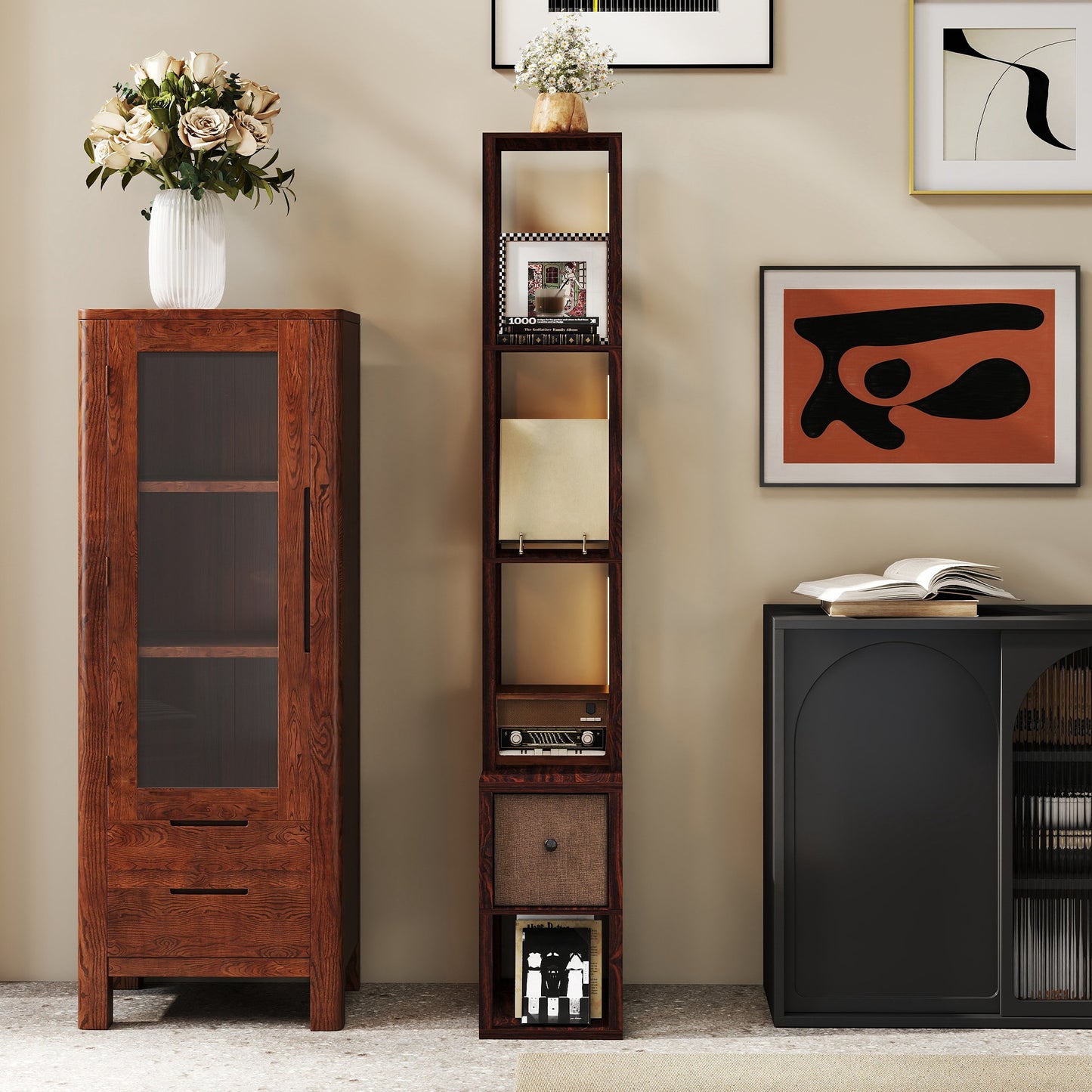 LightGlow Shelf Floor Lamp - Dark Brown