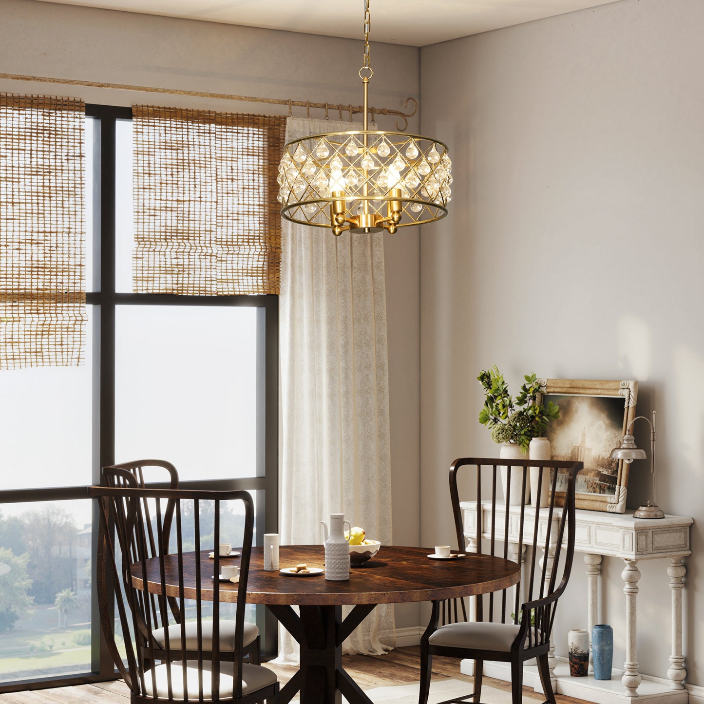 LightGlow Crystallite Four-Bulb Chandelier - Gold