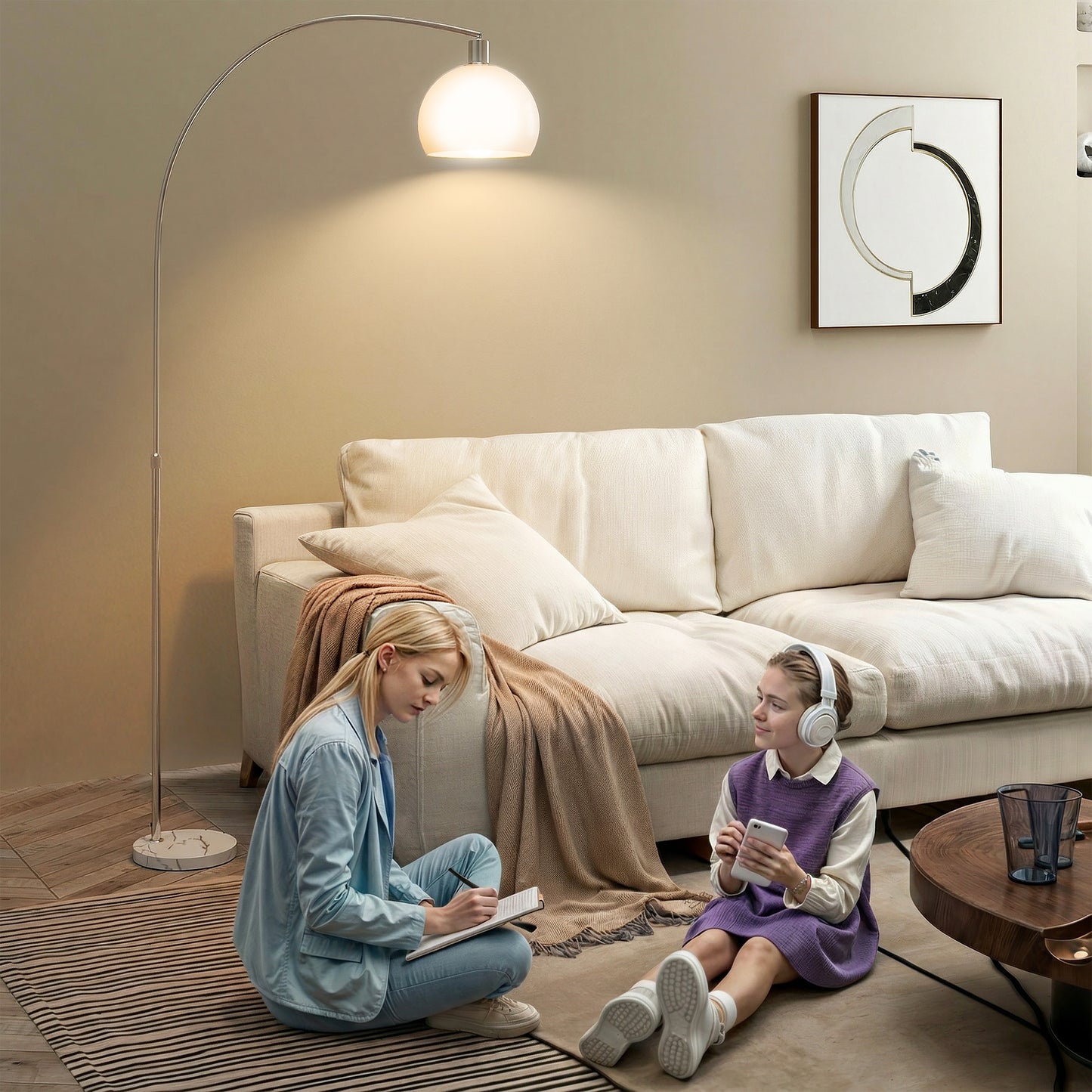 LightGlow Modern Floor Lamp - White