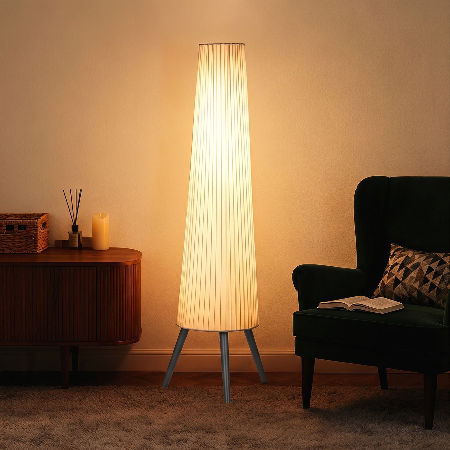 LightGlow Tripod Floor Lamp - White Grey