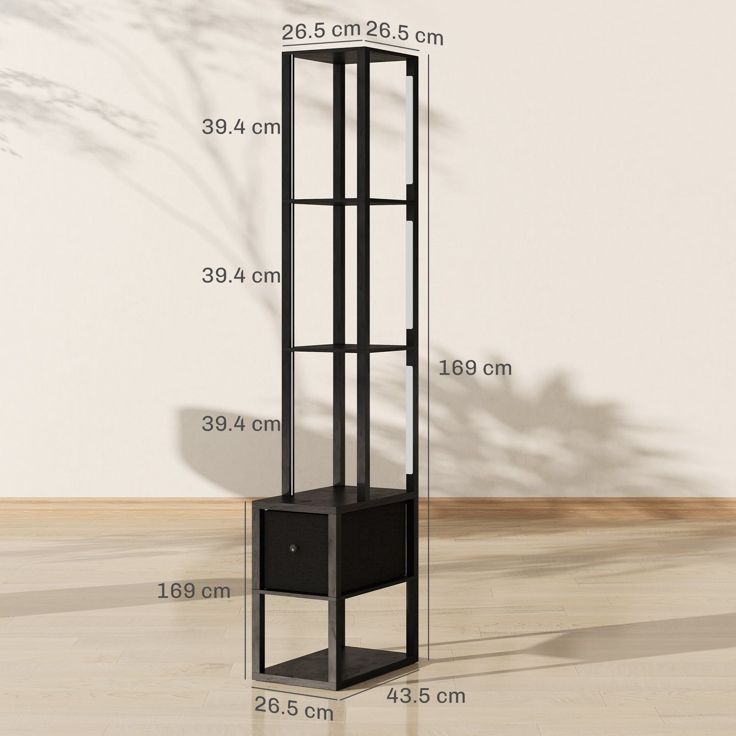 LightGlow Shelf Floor Lamp - Black