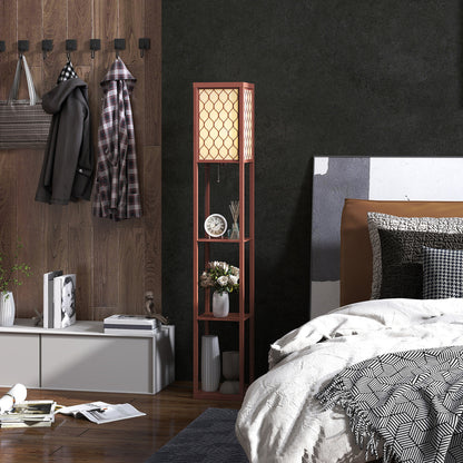 LightGlow Three-Shelf Standing Lamp - Brown/White