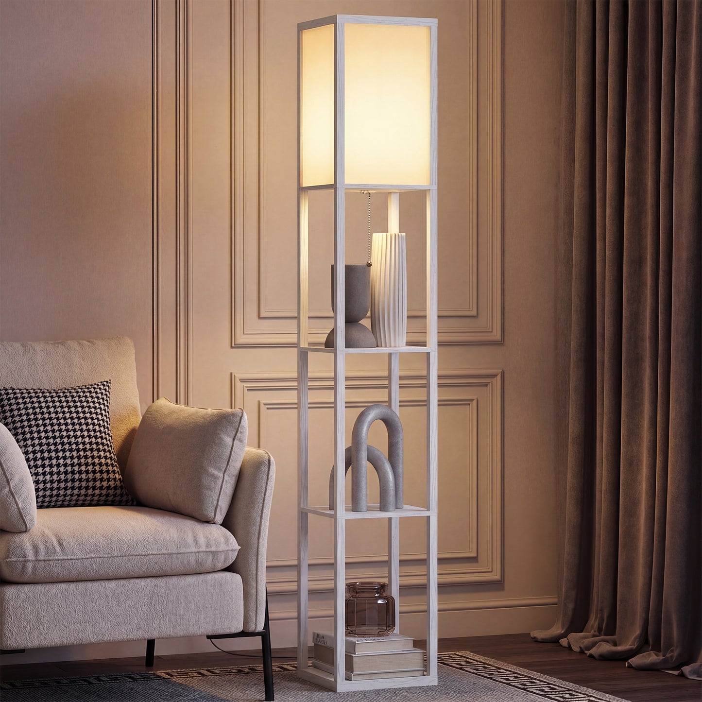 LightGlow 3-Tier Shelf Floor Lamp - White