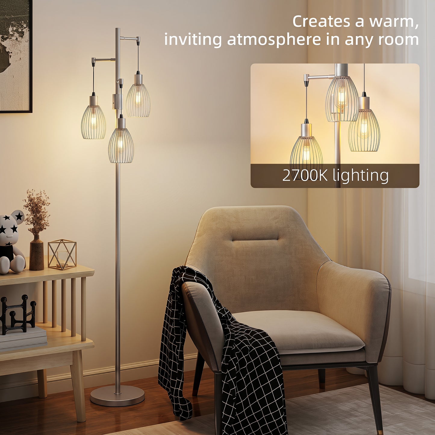 LightGlow Industrial Floor Lamp - Silver