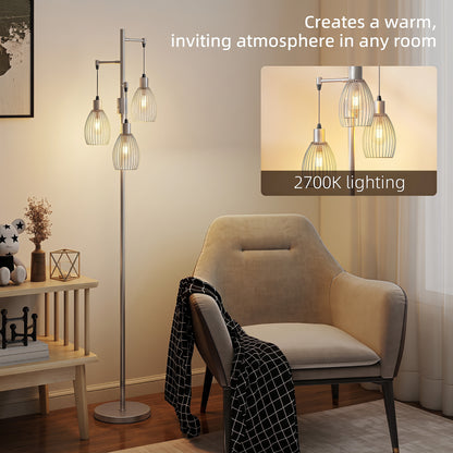 LightGlow Industrial Floor Lamp - Silver