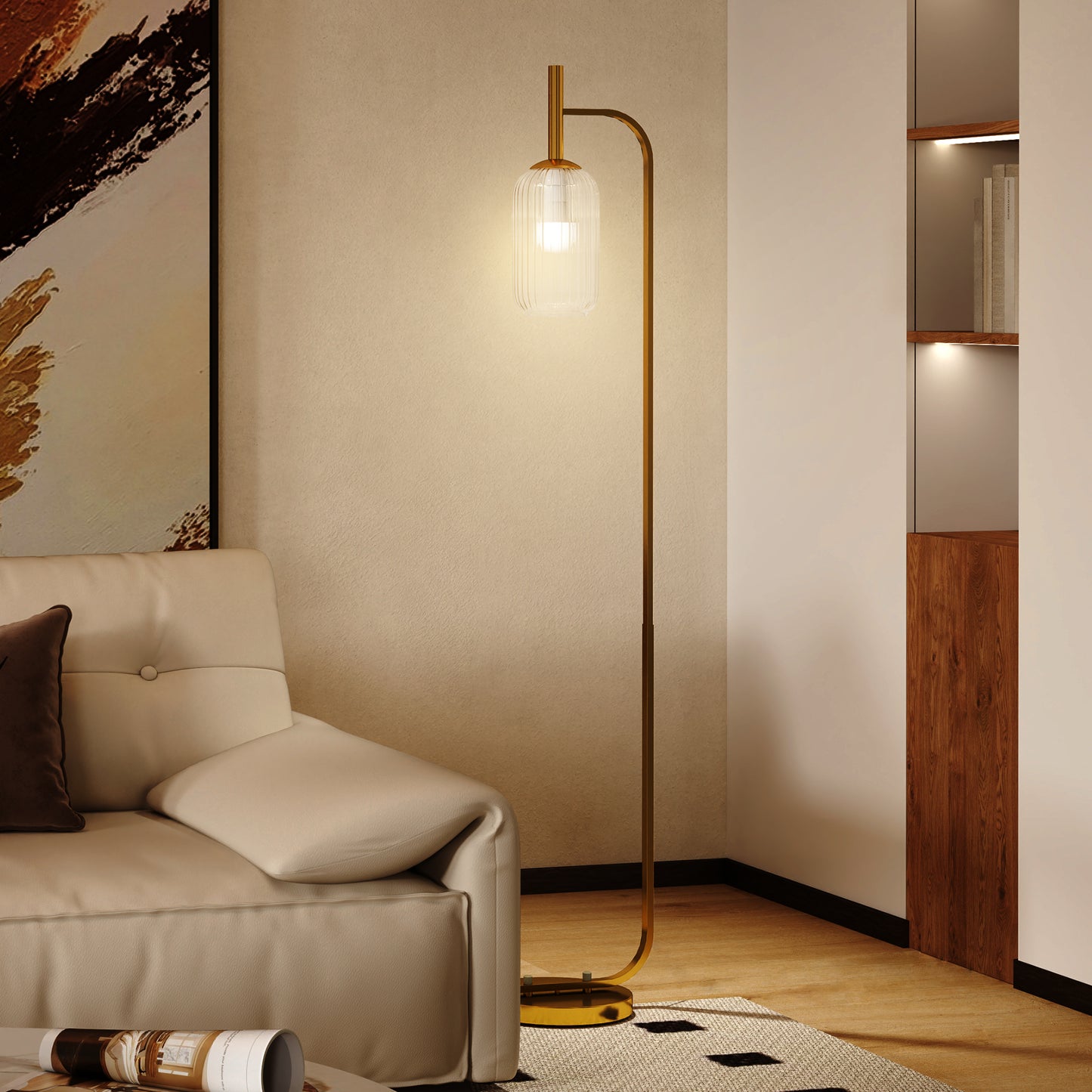 LightGlow Modern LED Floor Lamp - Gold