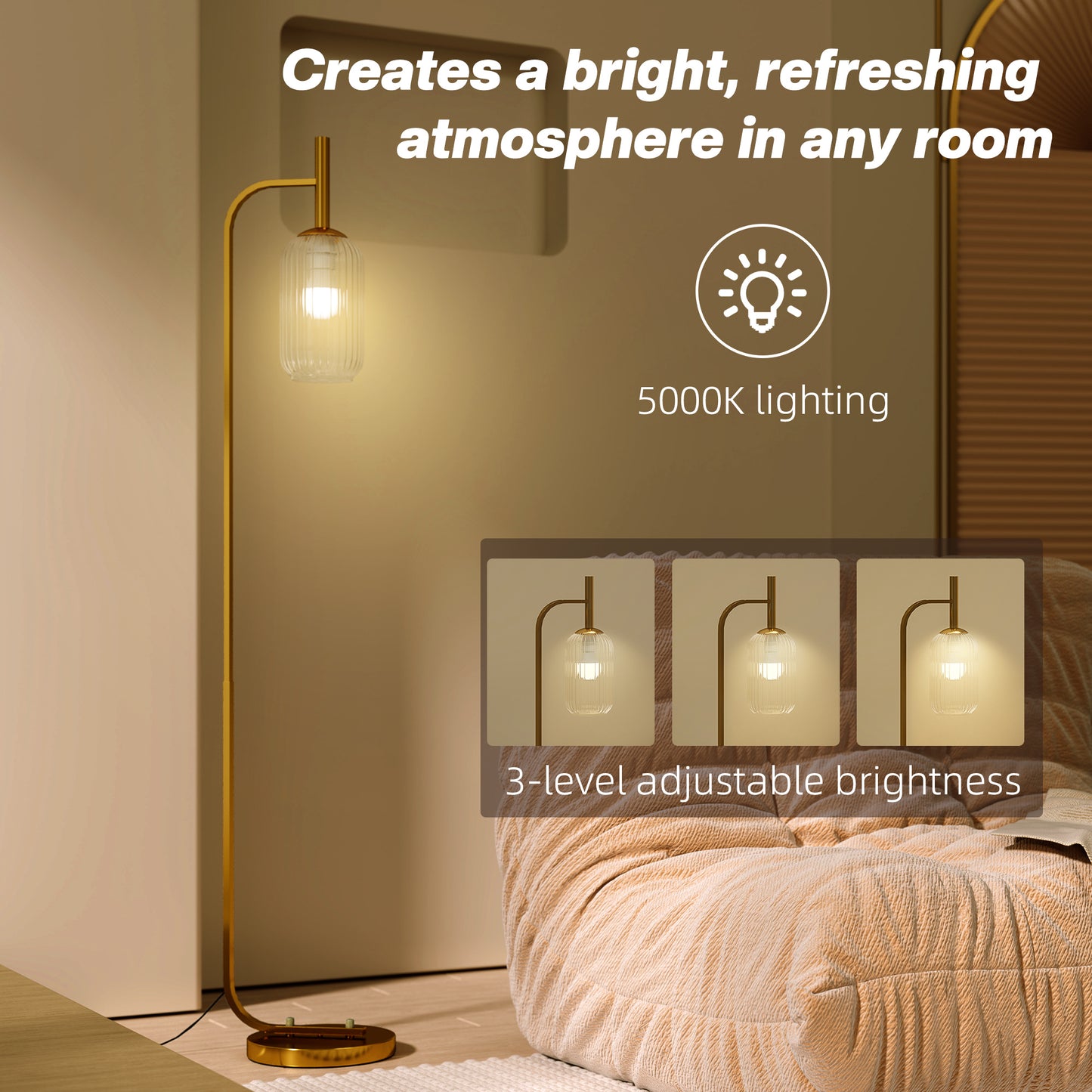 LightGlow Modern LED Floor Lamp - Gold
