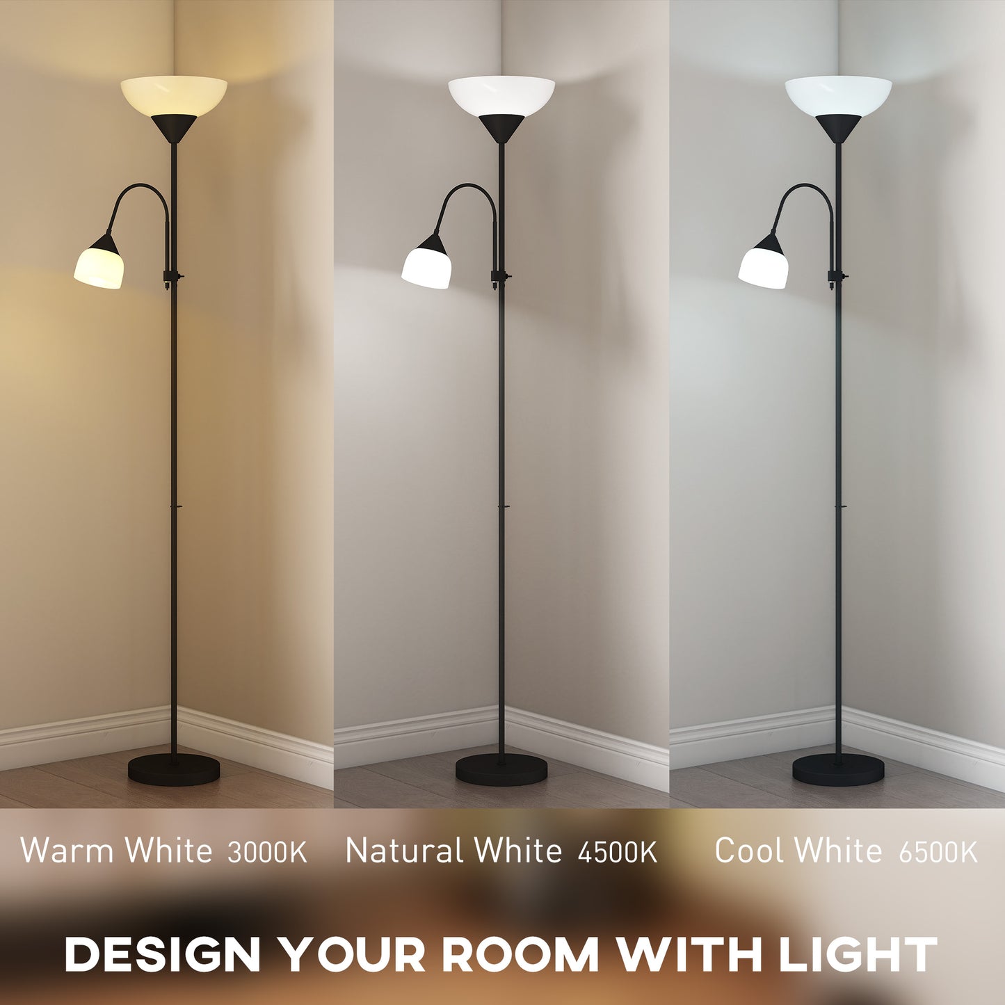 LightGlow Gooseneck Floor Lamp - Black