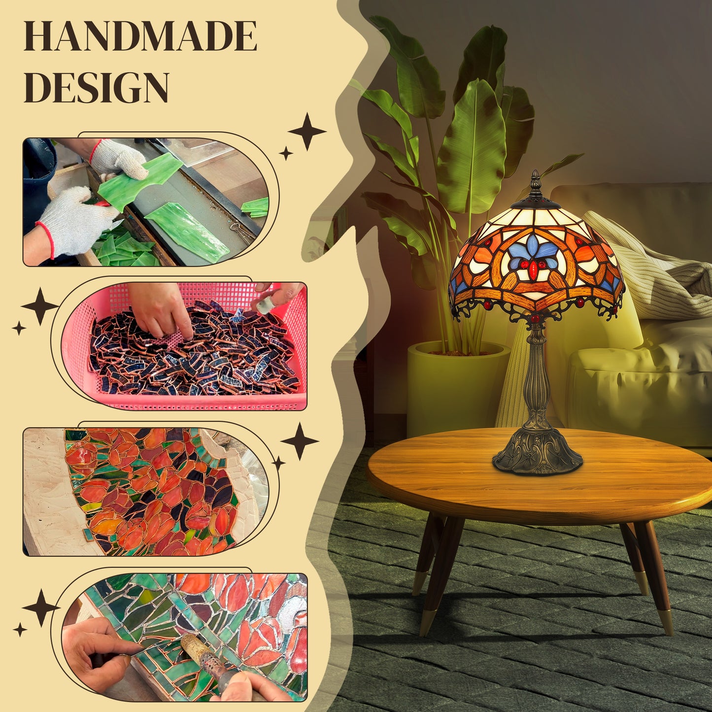 LightGlow Tiffany Table Lamp - Multi-Coloured