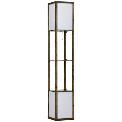 LightGlow Modern Shelf Floor Lamp - Brown