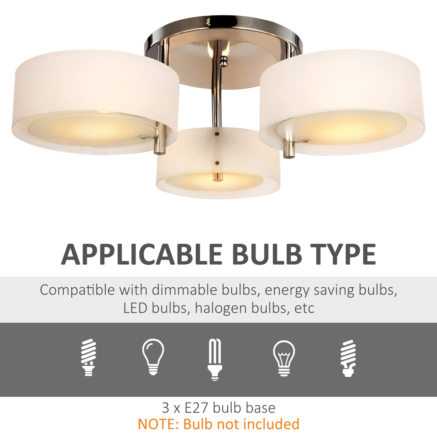 LightGlow Acrylic 3-Light Pendant - Chrome