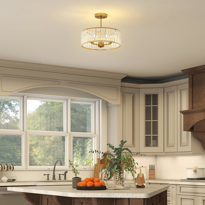 LightGlow Crystal Ceiling Light - Gold
