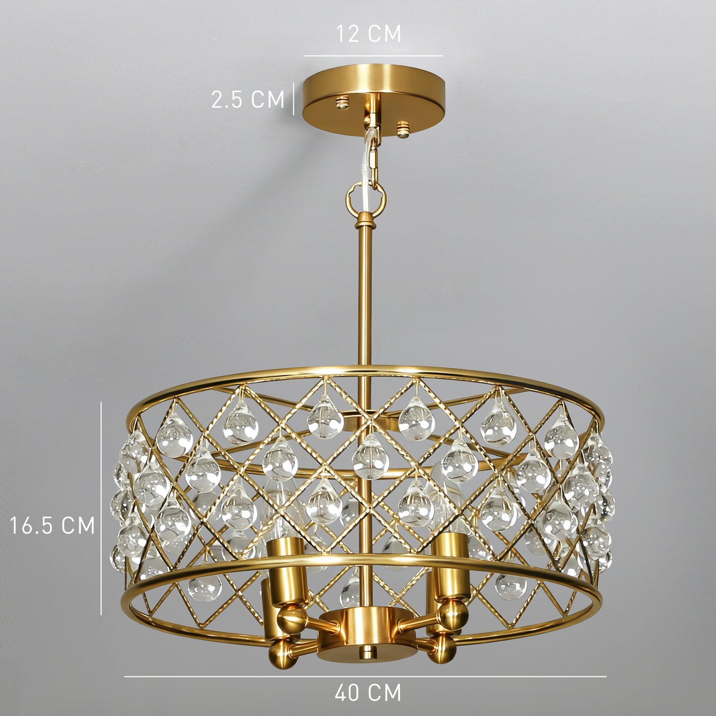 LightGlow Crystallite Four-Bulb Chandelier - Gold
