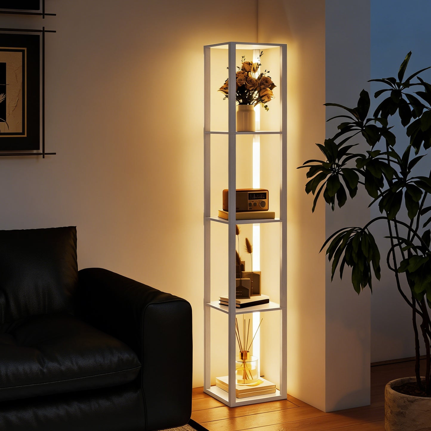 LightGlow Shelf Floor Lamp - White