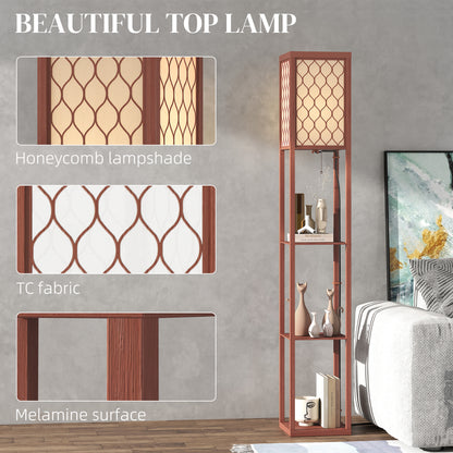 LightGlow Three-Shelf Standing Lamp - Brown/White