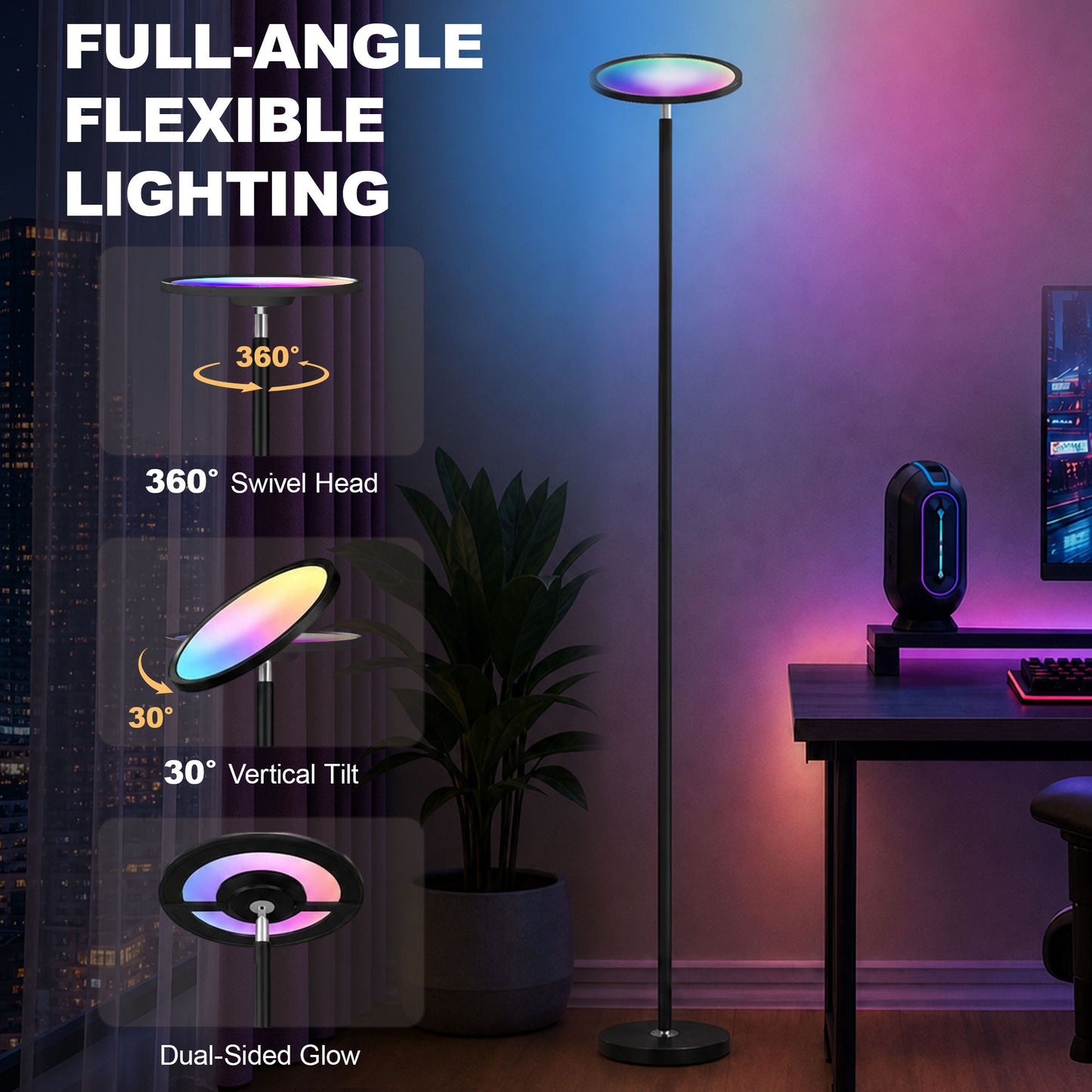 LightGlow Uplighter Floor Lamp - Black