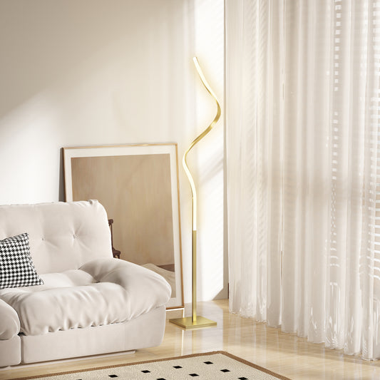 LightGlow Premium LED Floor Lamp with 3 Adjustable Brightness, Modern Dimmable Standing Lamp with Foot Switch for Bedroom, Living Room, Gold Tone