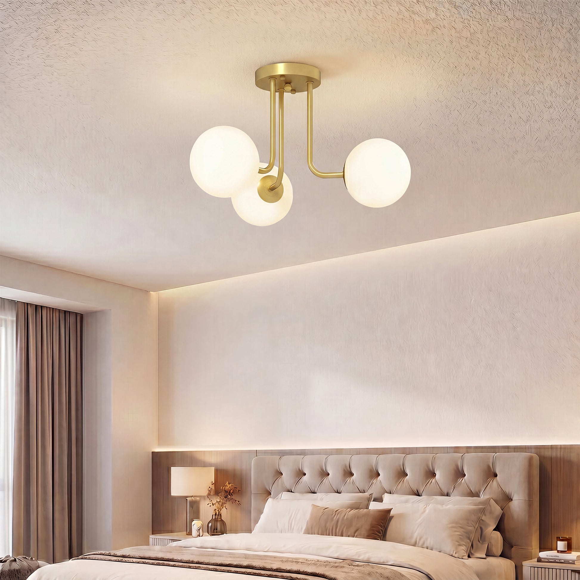 LightGlow Premium LED Ceiling Light with Globe Shades, Modern 3-Light Ceiling Light with G9 Sockets for Living Room, Bedroom, Dining Room, Bulbs Not Included, Gold Tone