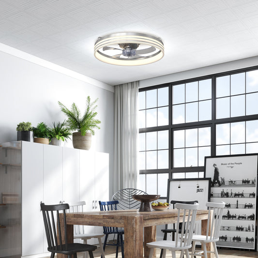 LightGlow Premium Ceiling Fans with Lights and Remote & App Control, 50cm LED Ceiling Fan Light with 3 Colour Temperatures, 6 Speed, Silver