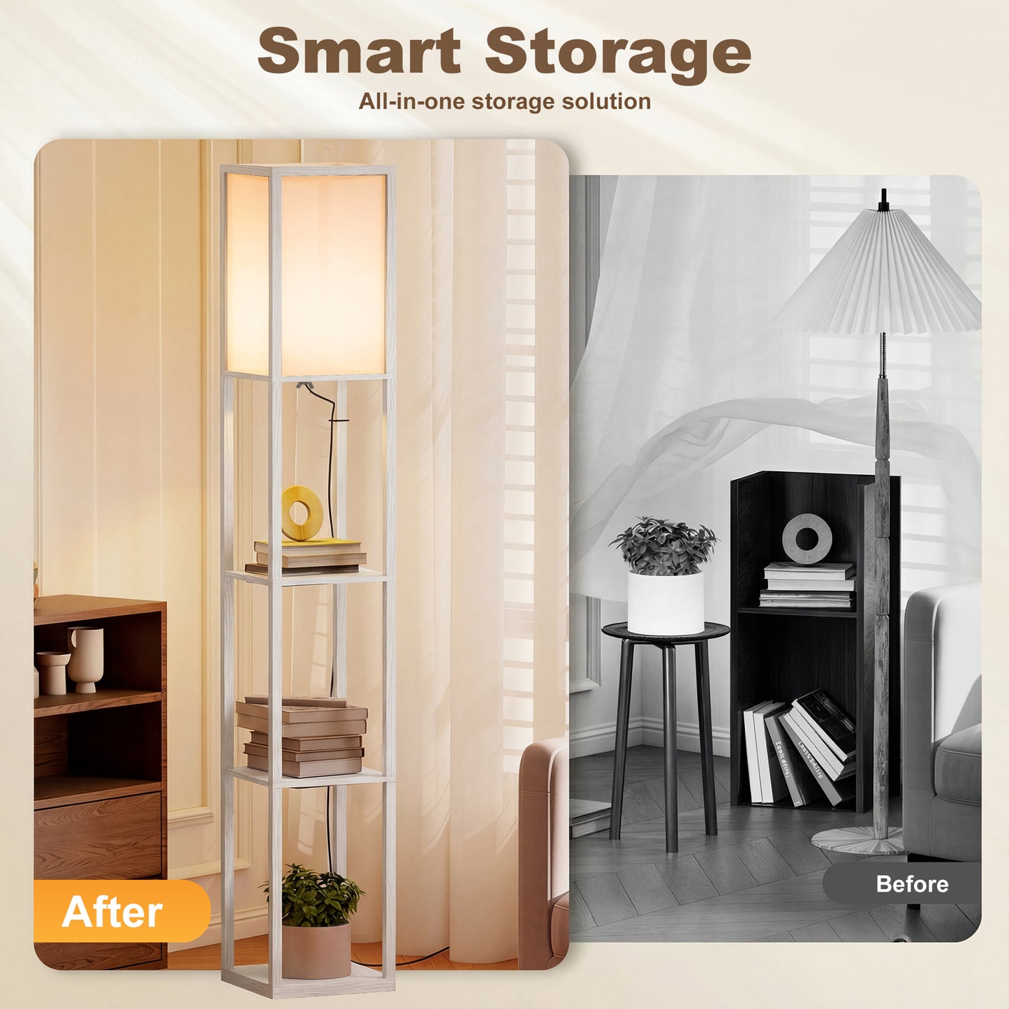 LightGlow 3-Tier Shelf Floor Lamp - White
