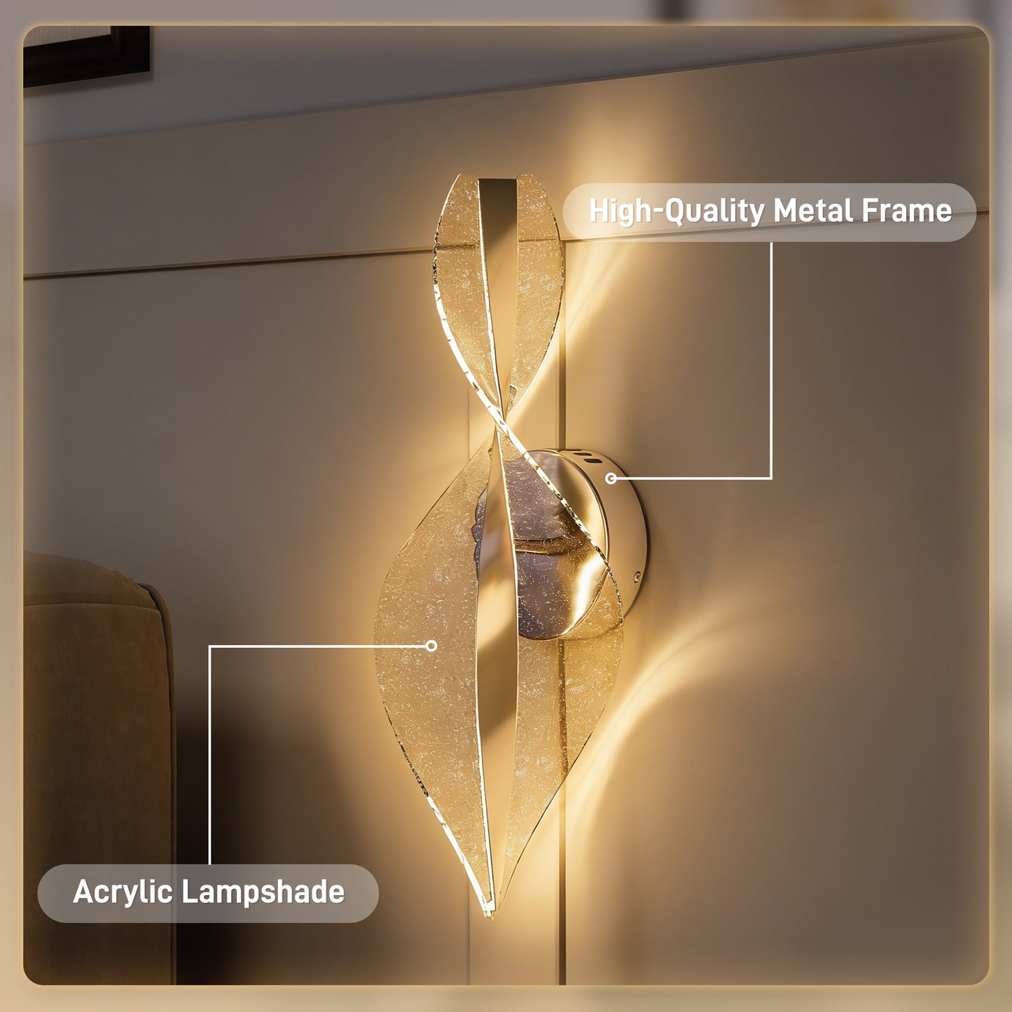 LightGlow LED Wall Lamp - Silver Tone