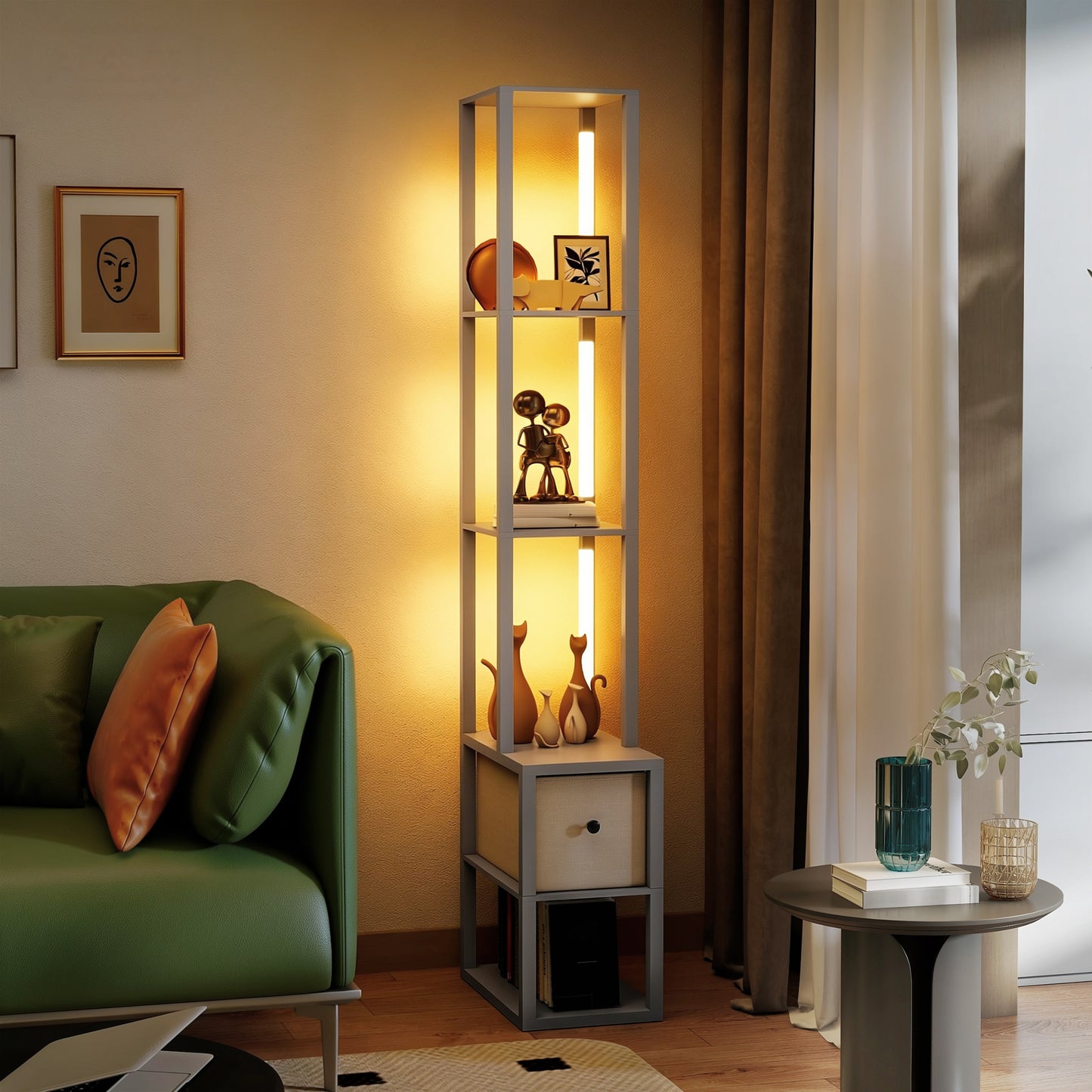 LightGlow Shelf Floor Lamp - Grey