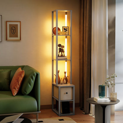 LightGlow Shelf Floor Lamp - Grey