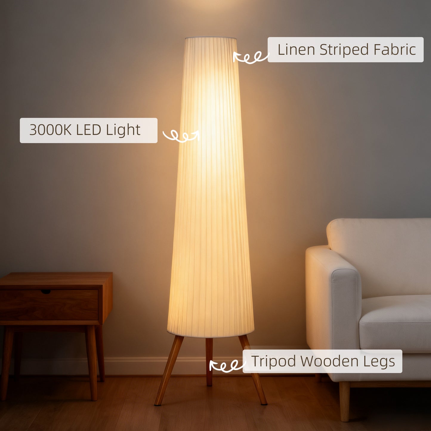 LightGlow Tripod Floor Lamp - White