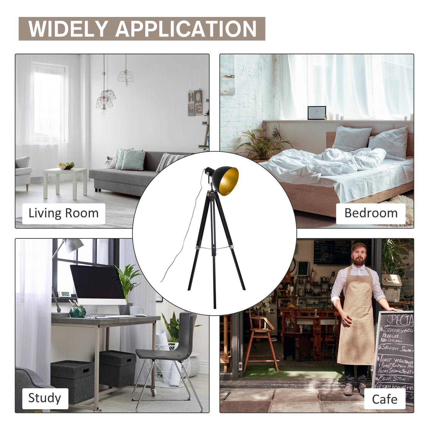 LightGlow Tripod Lamp - Black Gold