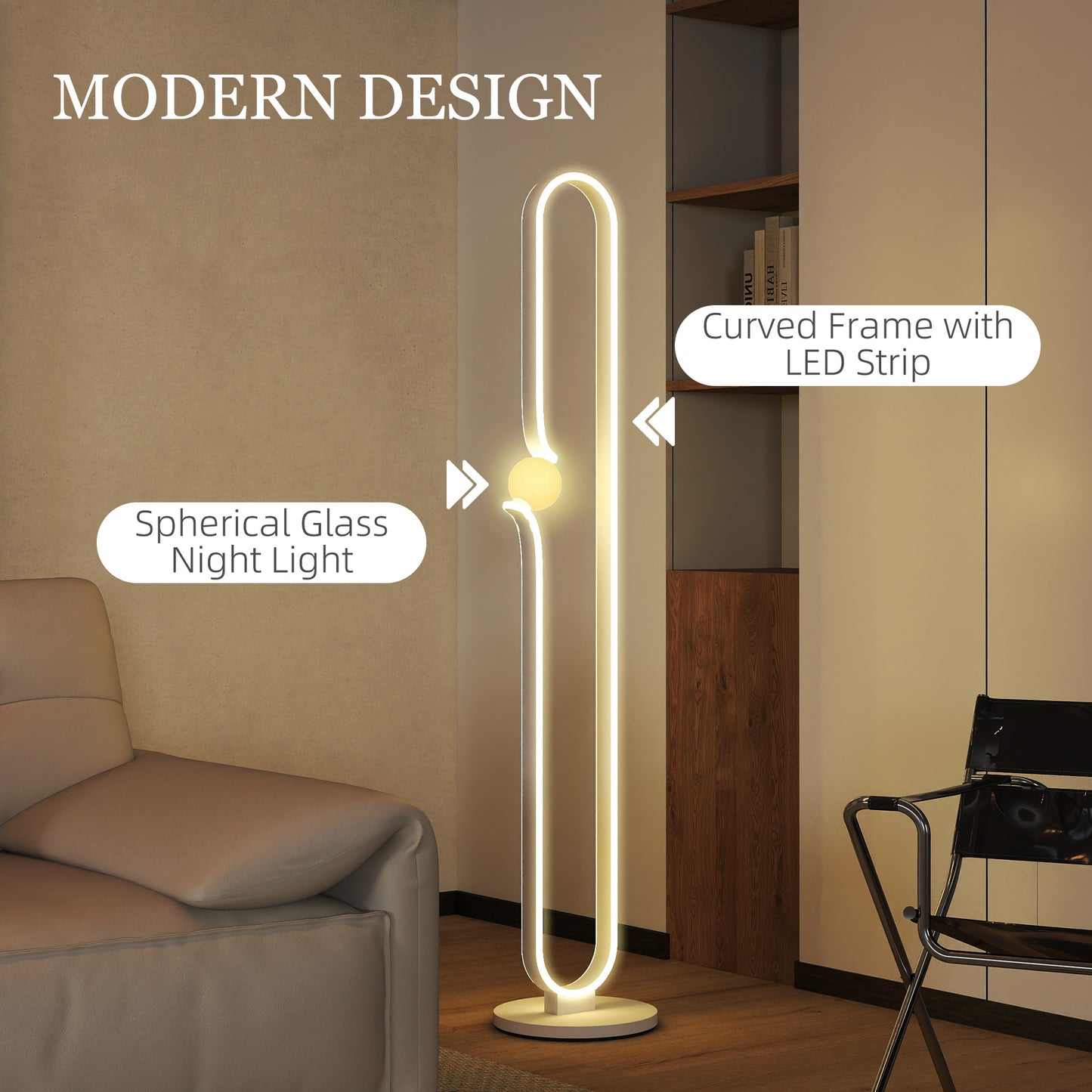 LightGlow LED Floor Lamp - White