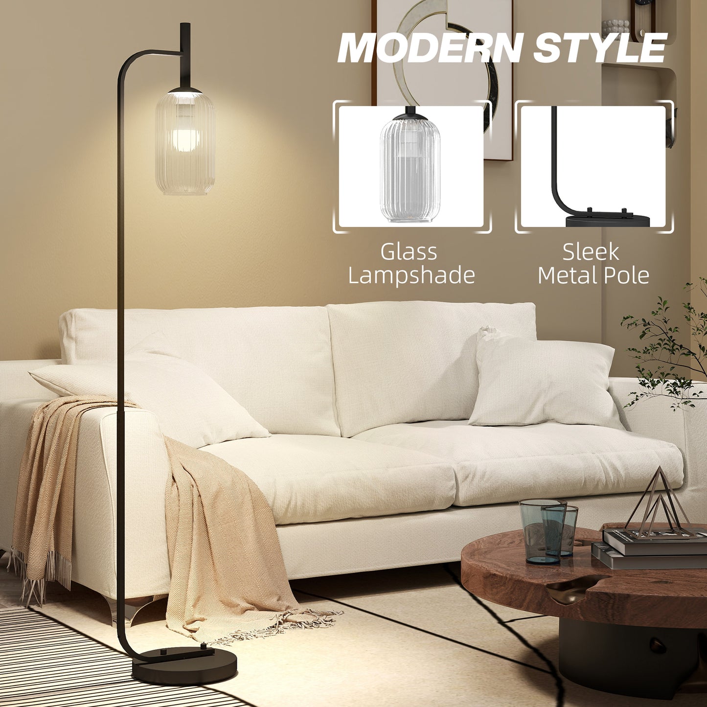 LightGlow Modern Floor Lamp - Black
