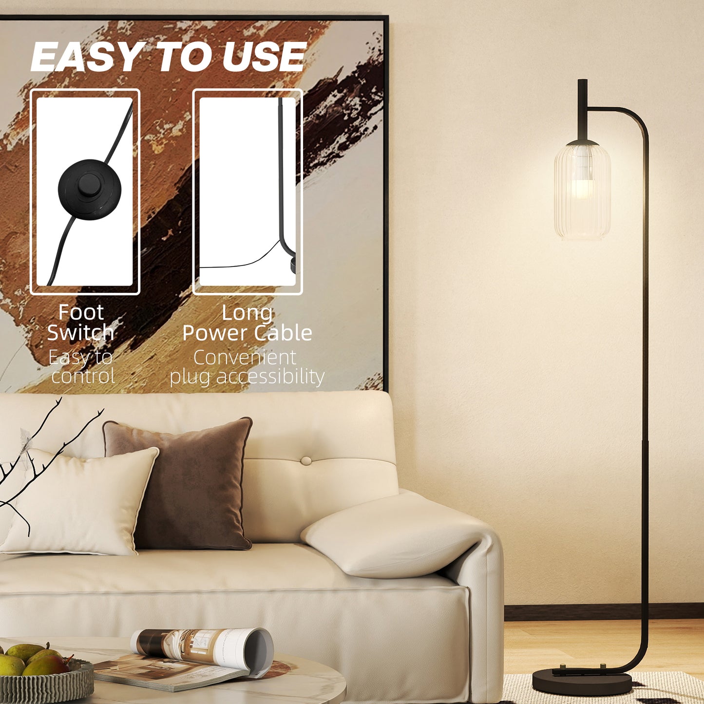 LightGlow Modern Floor Lamp - Black