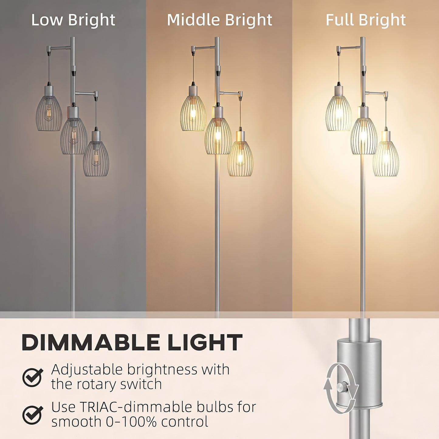 LightGlow Industrial Floor Lamp - Silver
