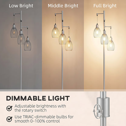 LightGlow Industrial Floor Lamp - Silver