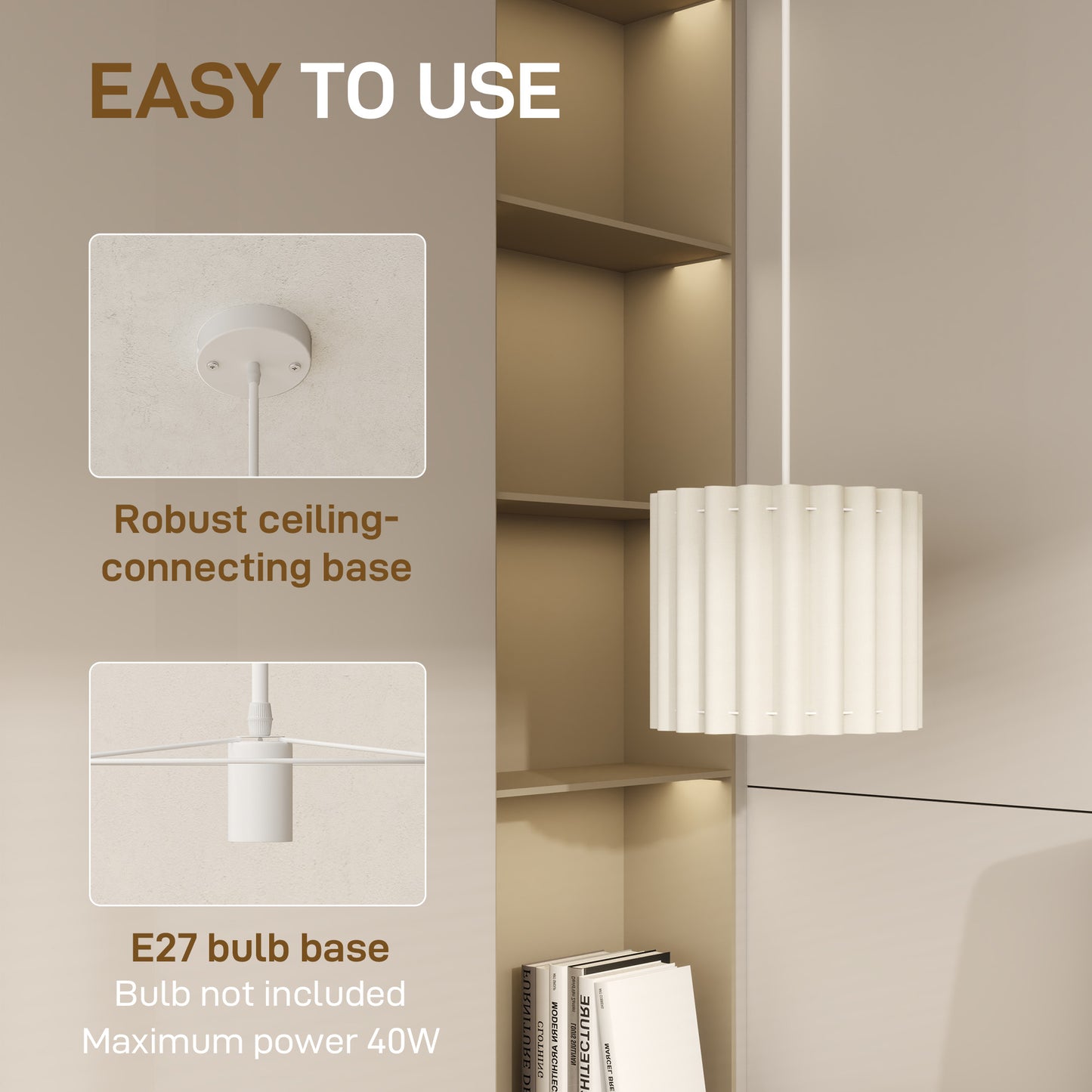LightGlow Linen Pendant Light - White