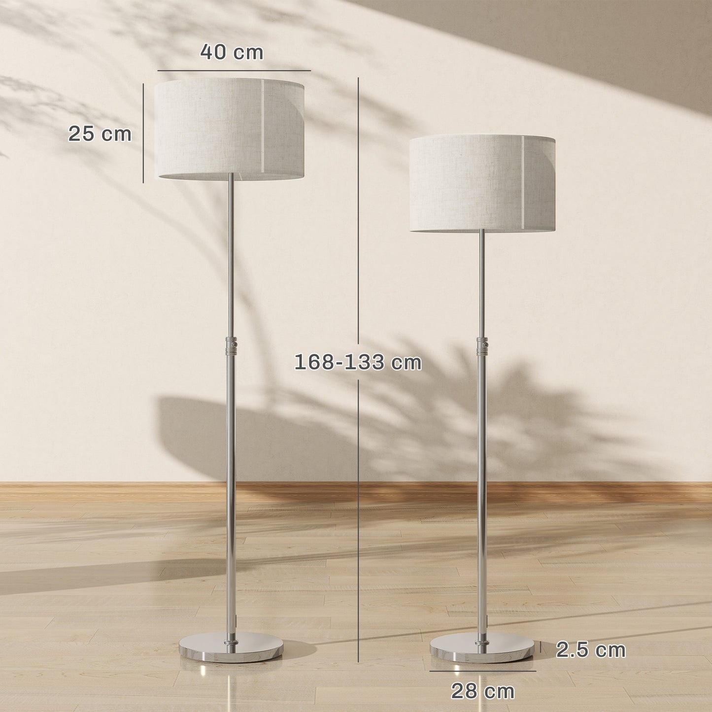 LightGlow Adjustable Floor Lamp - Silver