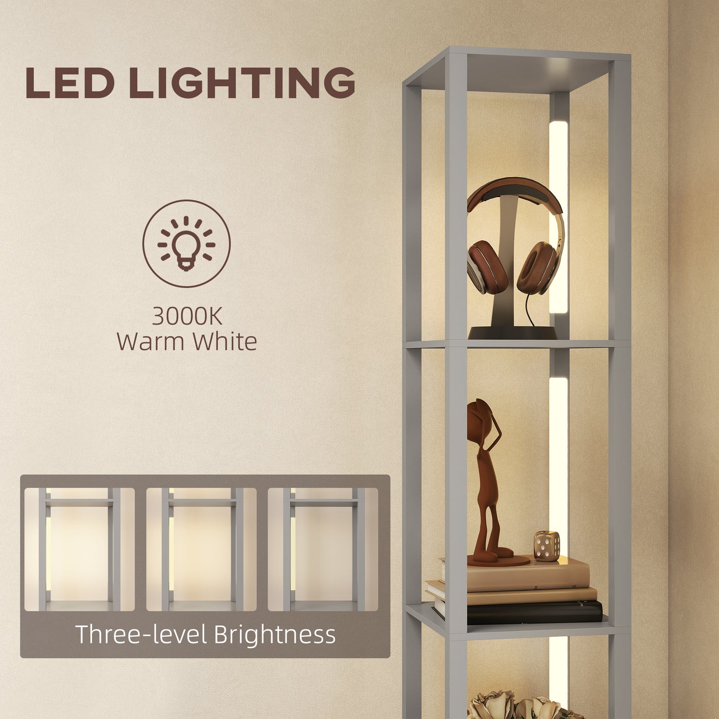 LightGlow Shelf Floor Lamp - Grey