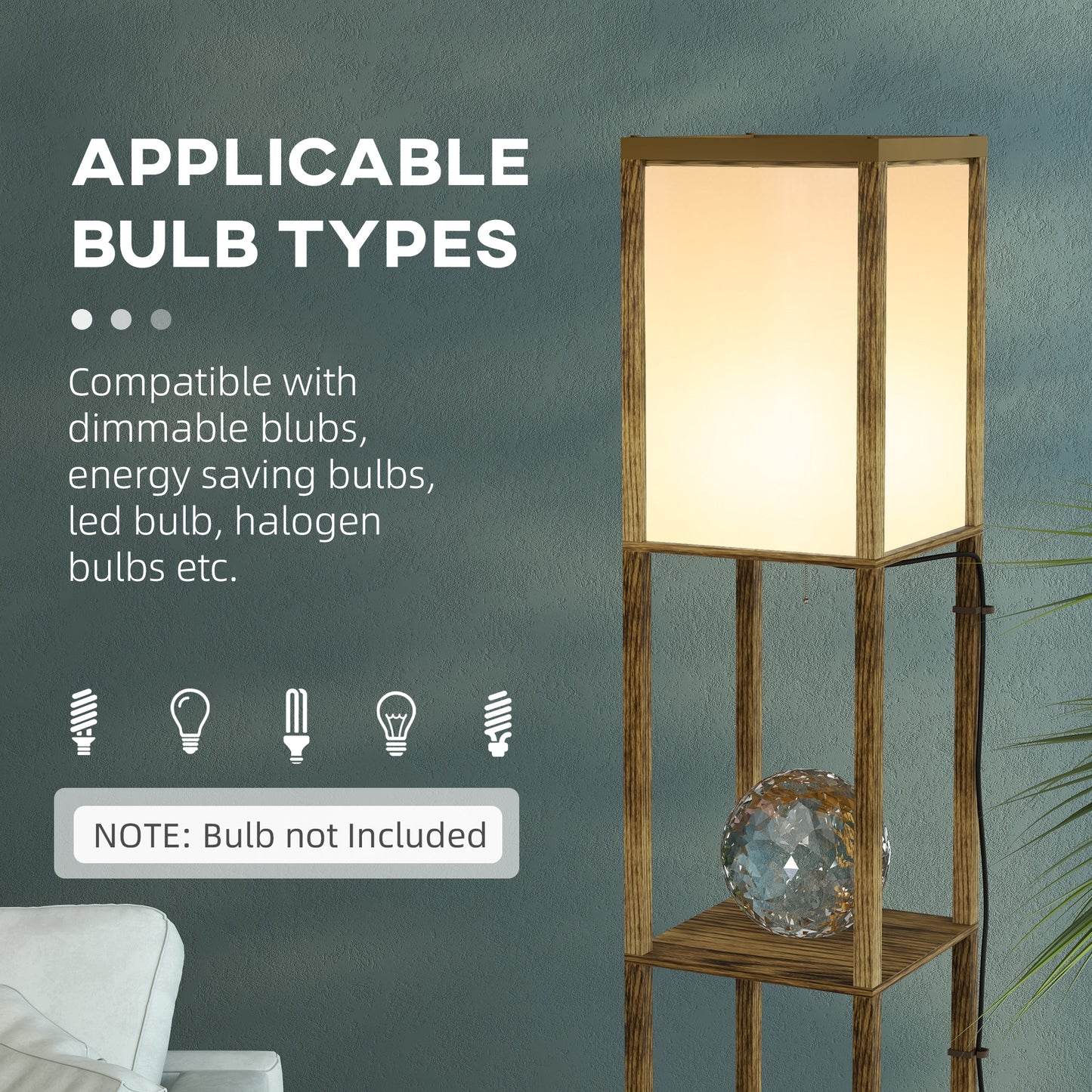 LightGlow Modern Shelf Floor Lamp - Brown