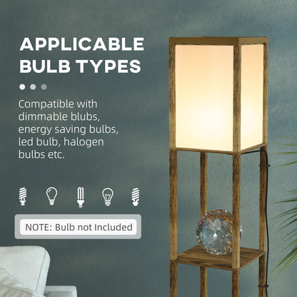 LightGlow Modern Shelf Floor Lamp - Brown