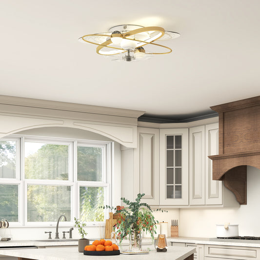 LightGlow Premium Ceiling Fan with Light and Remote, 3 Colour Temperatures, LED Mount Ceiling Fan Light for Bedroom, Gold Tone