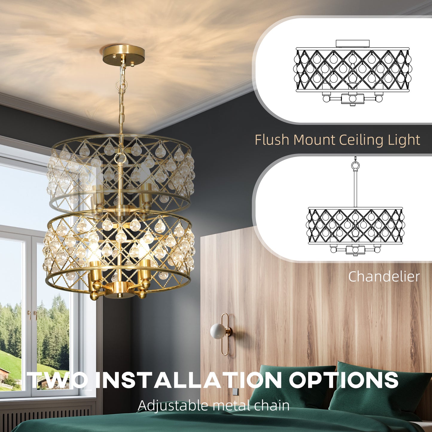 LightGlow Crystallite Four-Bulb Chandelier - Gold