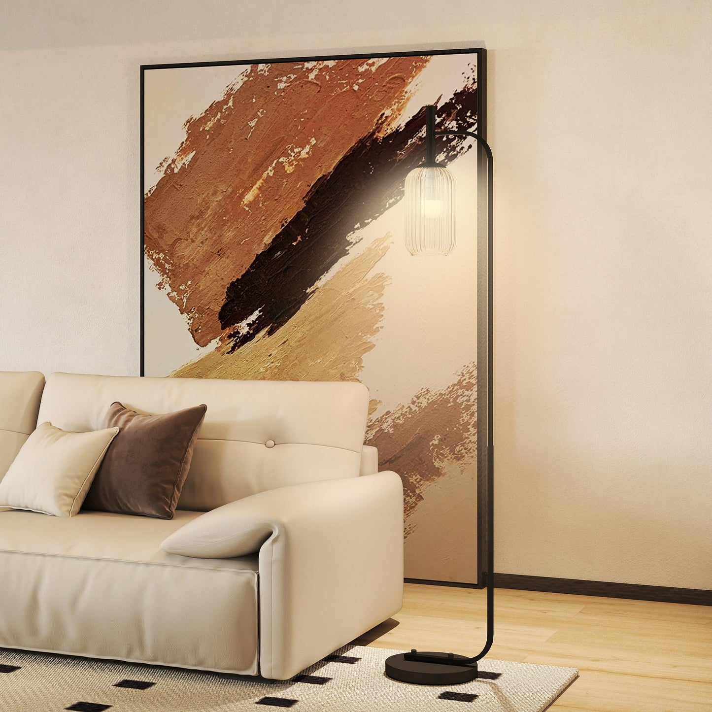 LightGlow Modern Floor Lamp - Black