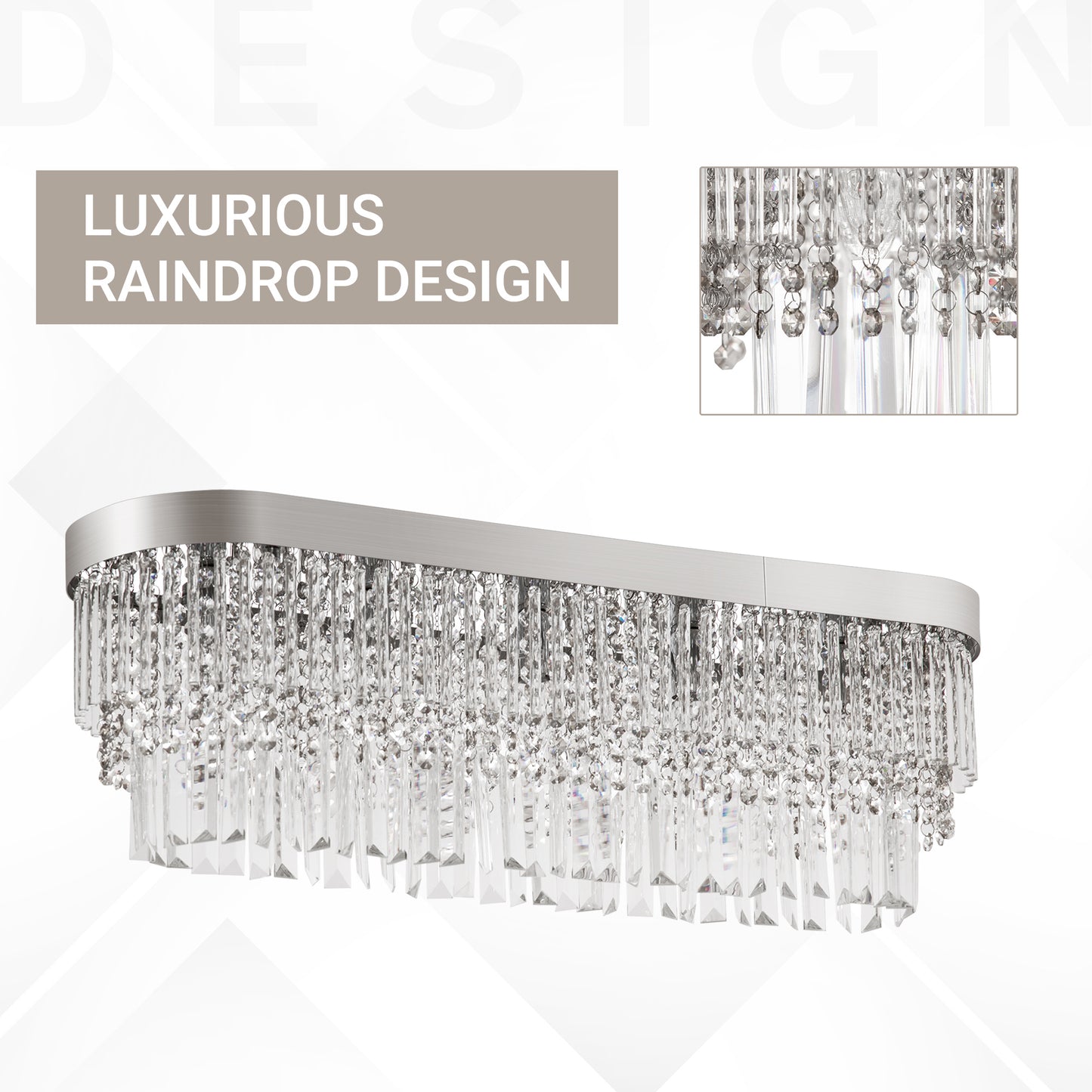 LightGlow Raindrop Crystal Chandelier - Silver