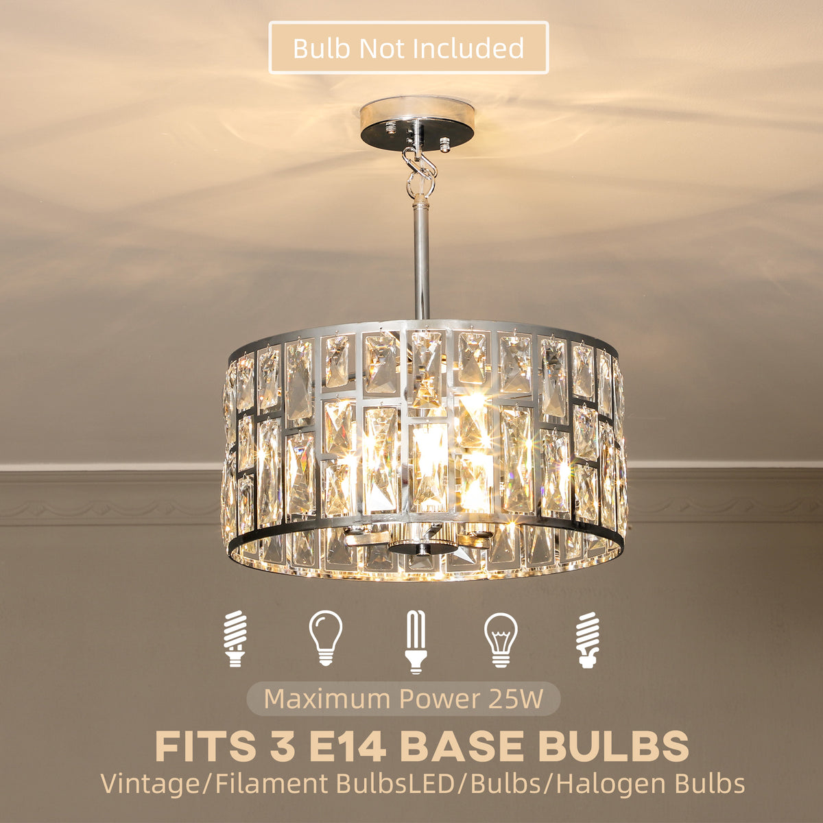 LightGlow Crystallite Chandelier - Silver