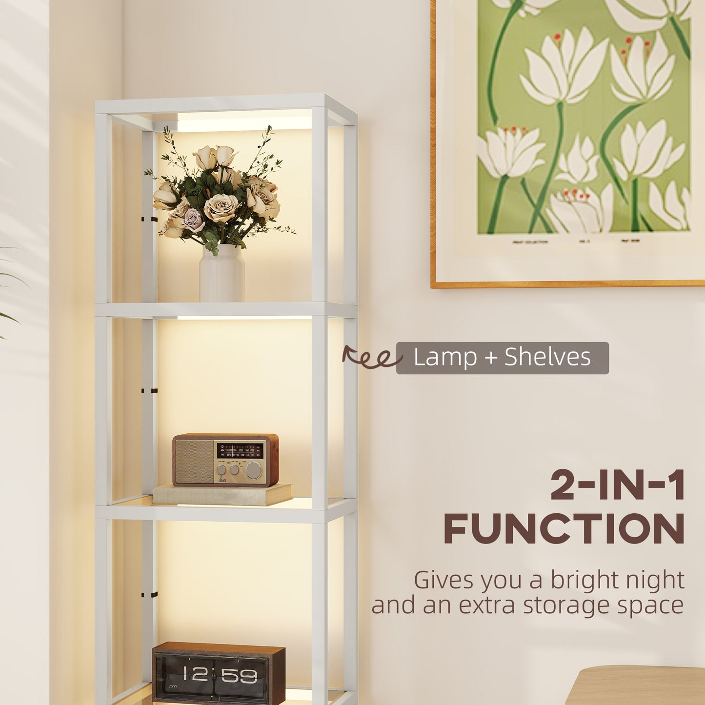 LightGlow Four-Shelf Floor Lamp - Grey