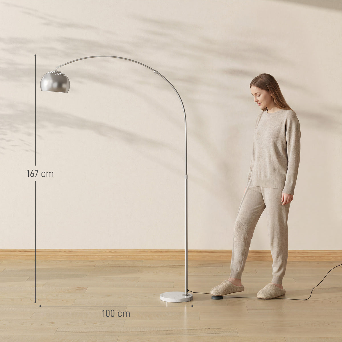 LightGlow Arc Floor Lamp - Black/Silver