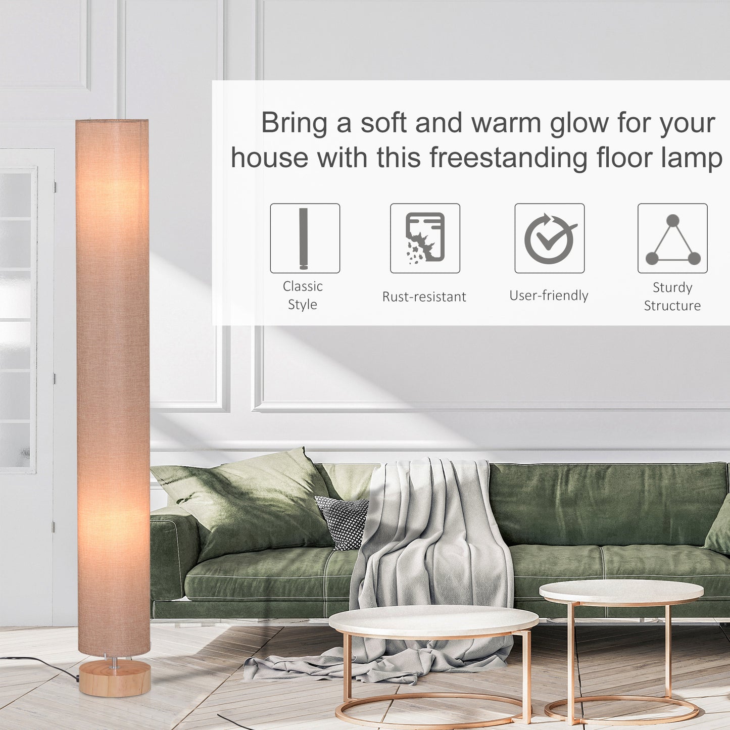 LightGlow Modern Floor Lamp - Cream